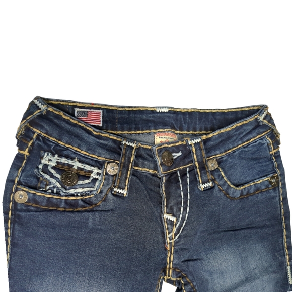 True Religion Joey Luxury Blue Denim capris Size 28 - Picture 8 of 16